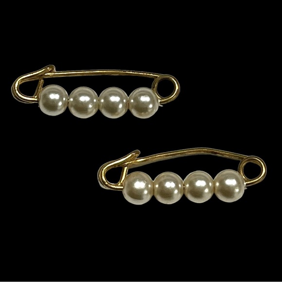 Two Vintage Safety Pin and Faux Pearl pins - Picture 2 of 5